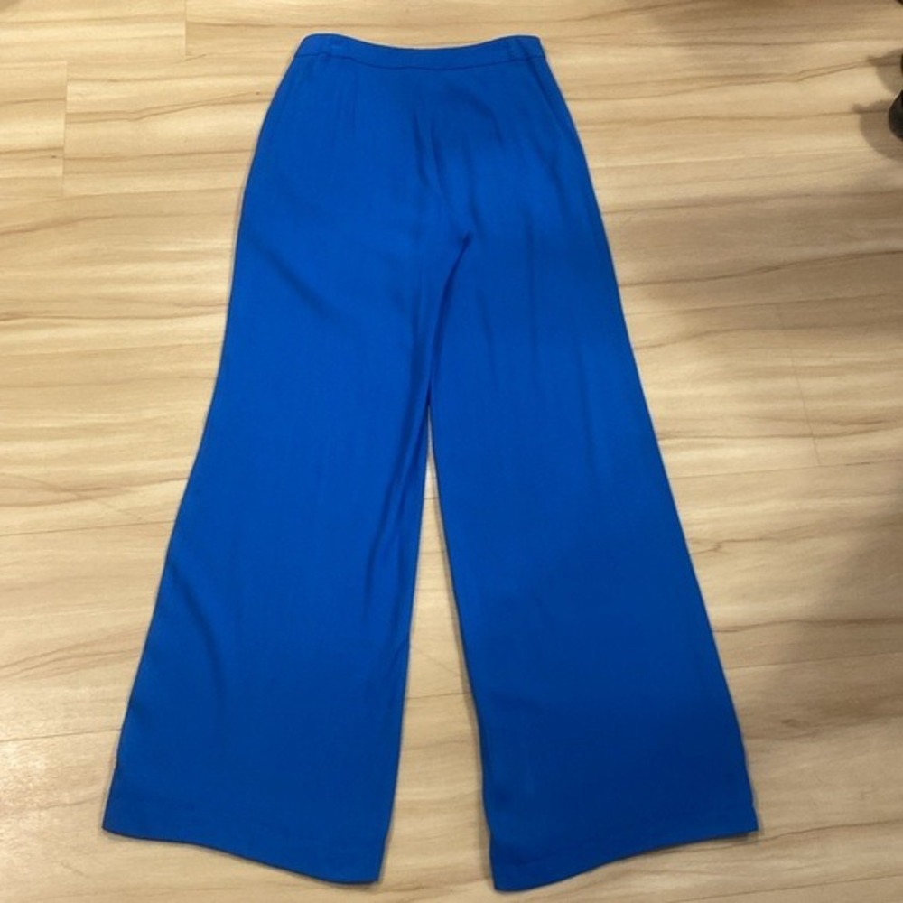 FRENCH‎ CONNECTION Blue Wide Leg Pants Size 2 Bold Businesswoman Corporate Boss - Picture 7 of 15